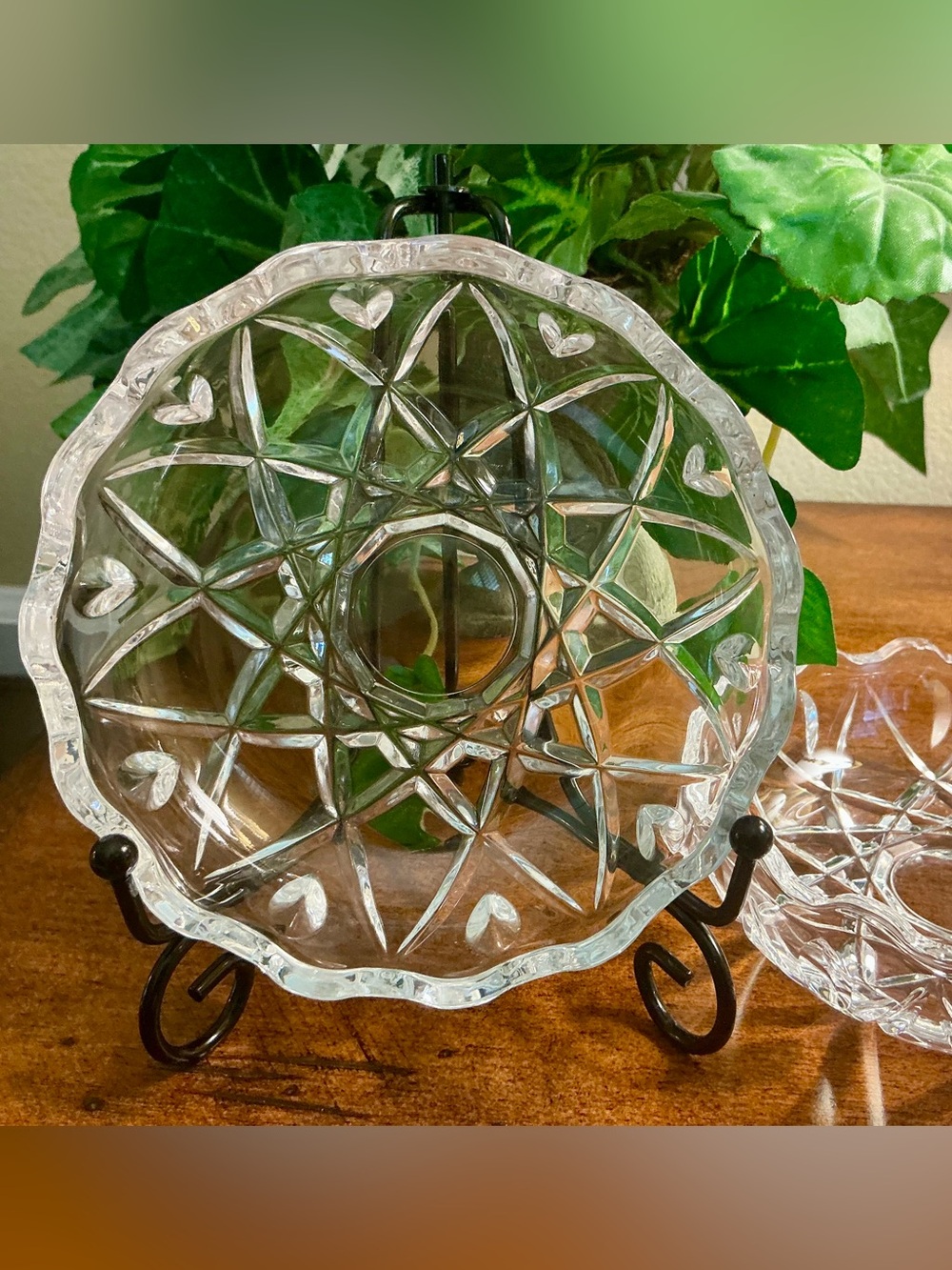 Vintage Royal Crystal Rock RCR 24% Lead Crystal “Italy” Interlocking 2 Dishes